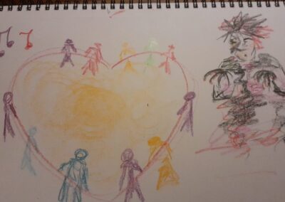 A drawing by a child in the Licketyspit Programme